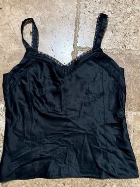 Ann Taylor Black Lace-Trim Bustier Camisole